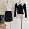 Soft Knit Top + Hip Skirt 2pcs Set