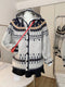 Fair Isle Knit  Full Buttoned Hooded Top