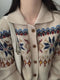 Fair Isle Knit  Full Buttoned Top