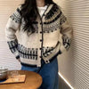 Fair Isle KnitFull Buttoned Hooded Top